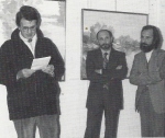 Aldo Caserini, Teodoro Cotugno e Luigi Poletti durante una mostra al Circolo Vanoni del 1985
